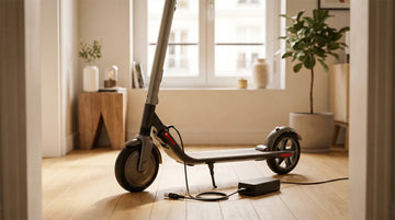 trottinette électrique dans un appartement branchée à la prise 