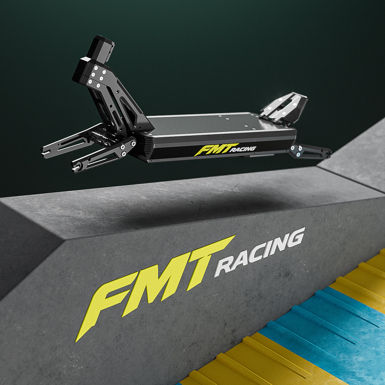 Rprésentation du châssisFMT Racing sur un podium