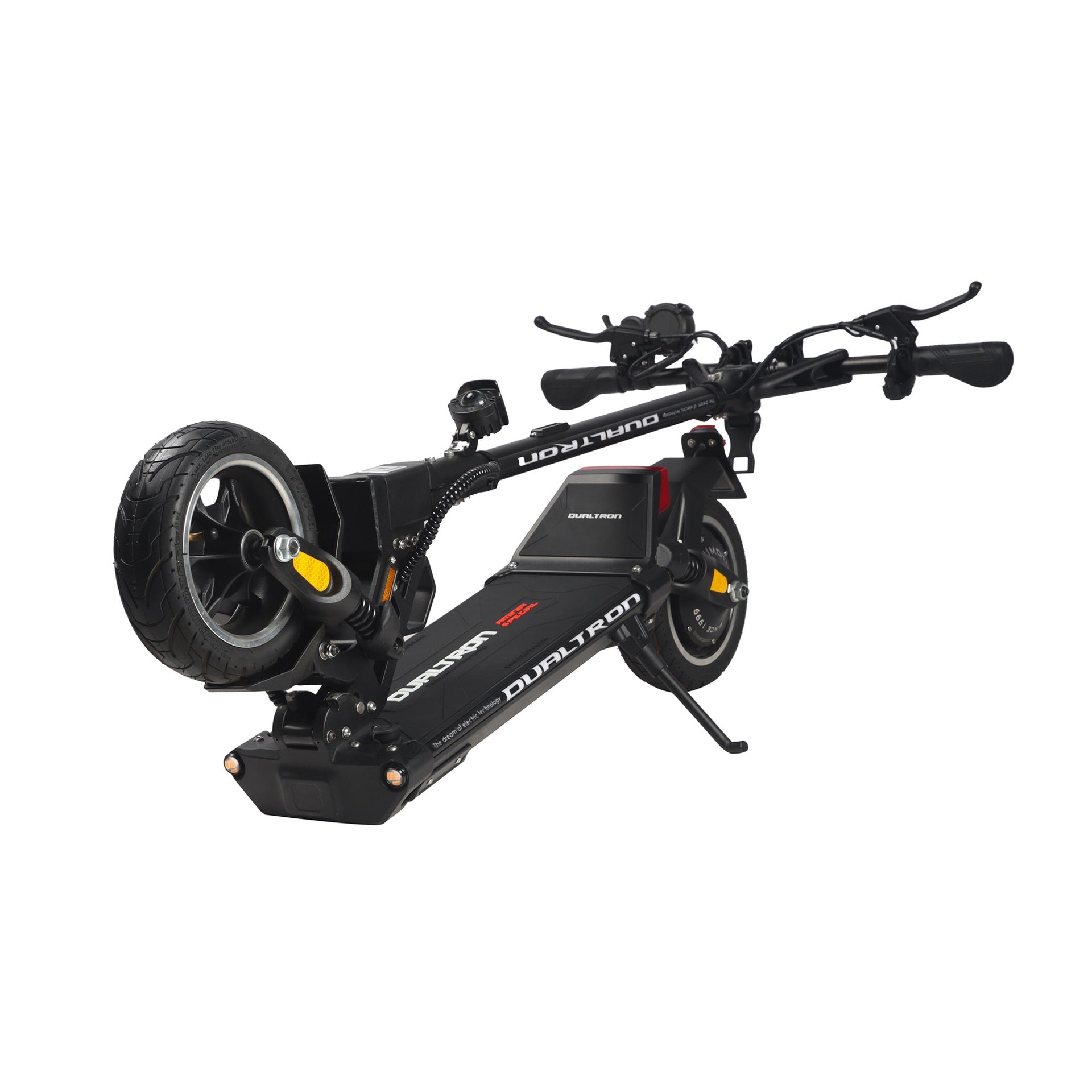 Vue 3/4 avant de la trottinette électrique Dualtron Aminia Special pliée