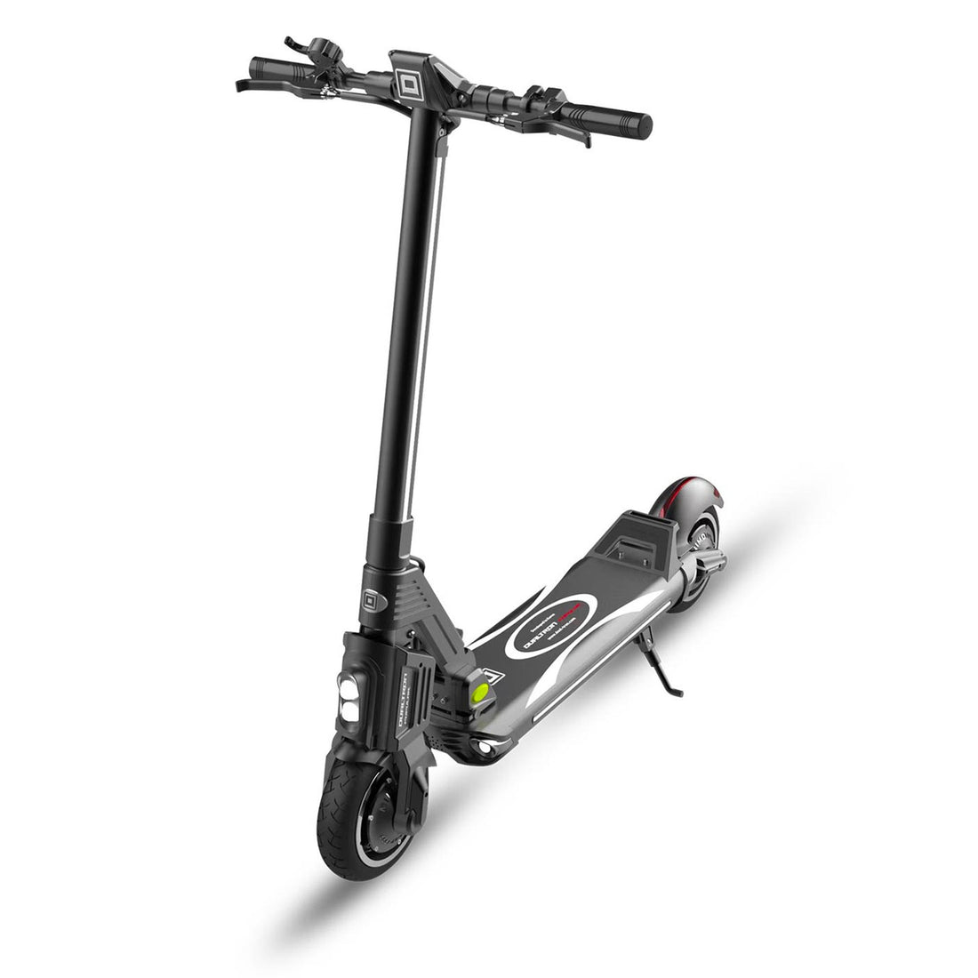 Trottinette électrique Dualtron Pop 52V 25Ah à double moteur – vue avant gauche, guidon et éclairage LED visibles